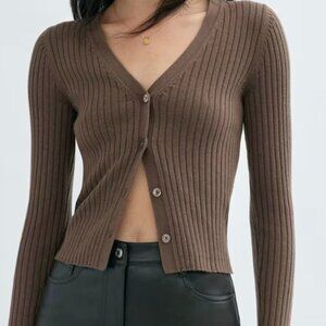 Aritzia Wilfred Manila Cardigan Sz M Color Brown EUC